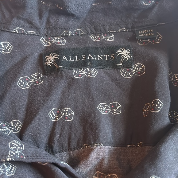 Men’s All Saints Size Small Black Button Up with Dices - Picture 3 of 3